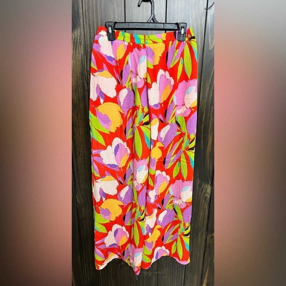 Lulu's Tropical Print, Flyaway Wide-Leg, BoHo Pants-Size: M - Picture 3 of 10